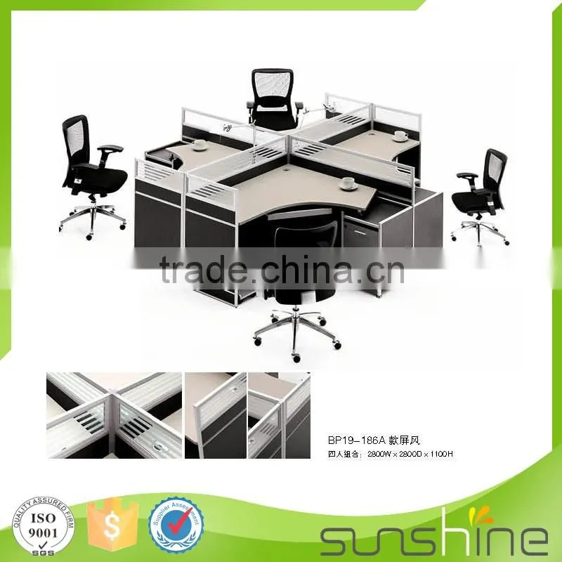 2016 latest design office workstations modular for 4 person with mobile pedestals