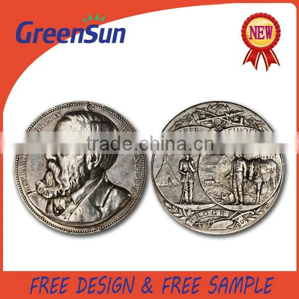 2015 made in china OEM double gold silver plating coin