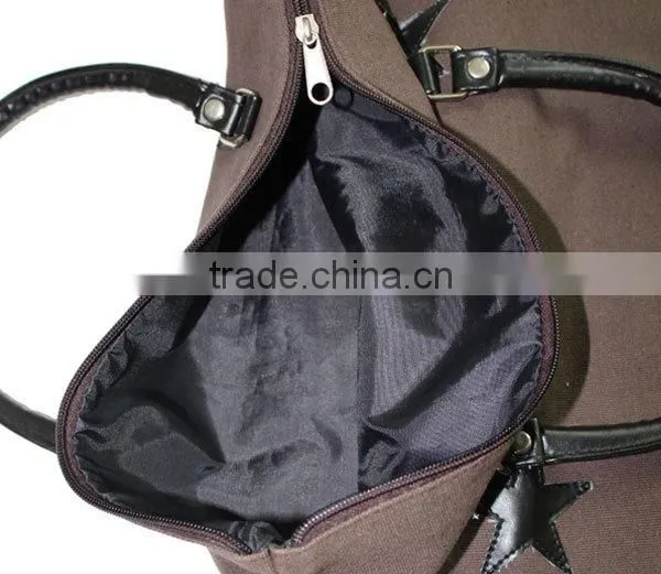Leather Stars Decoration Canvas Cheap Shoulder Shopping Bag Supplier