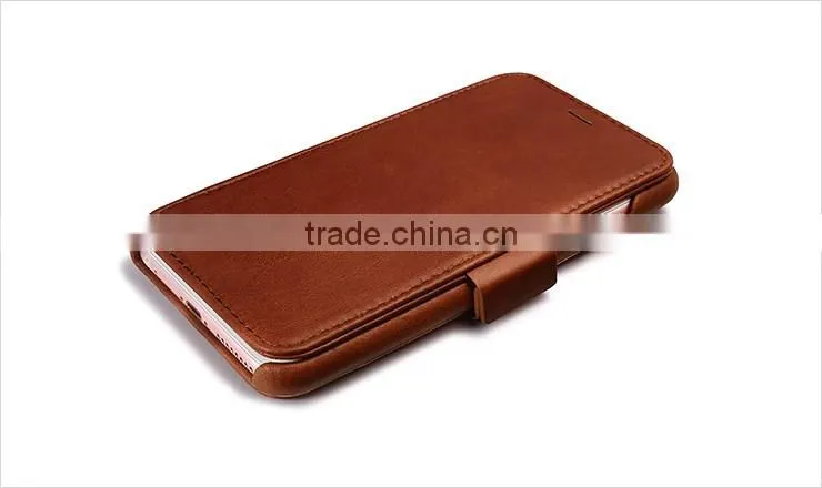 ICARER Genuine Leather Vintage Wallet Case with Three Credit Cards Slot For iPhone6/6s