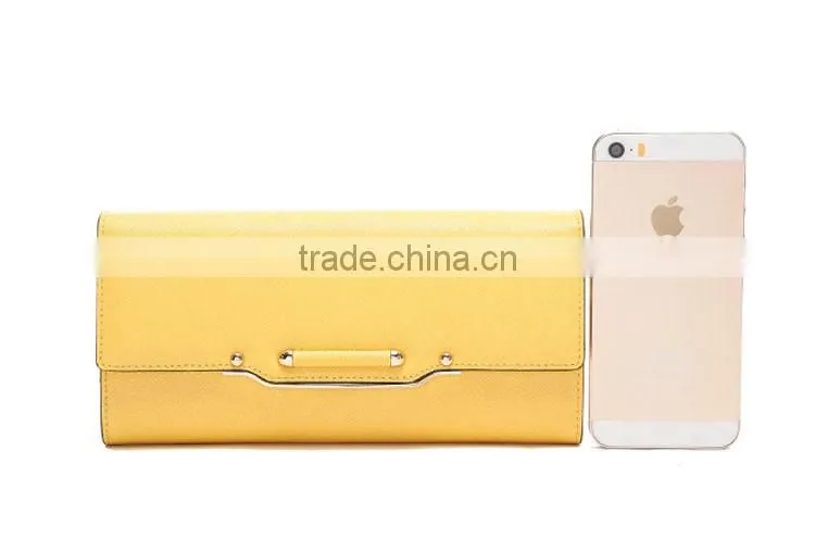 OEM design smart saffiano wallet with metal chain