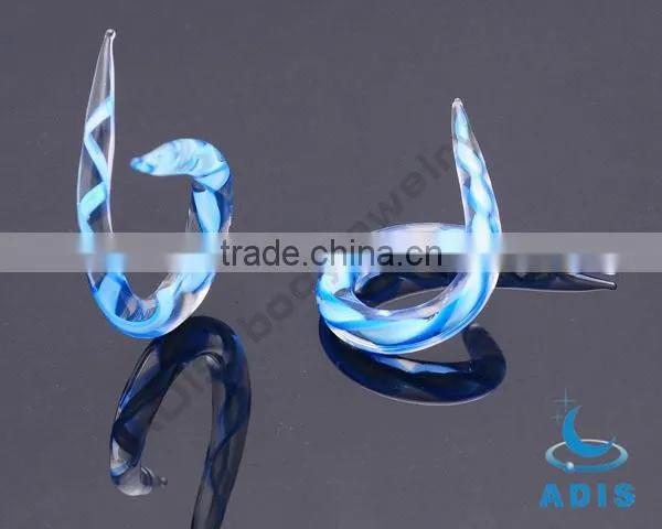 Transparent spiral pyrex glass body piercing ear plug glass earring stretcher