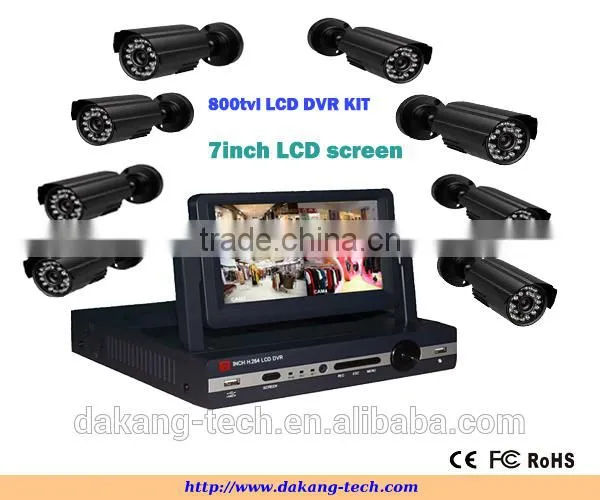 7inch LCD Screen, 8cn 960H dvr kit security DVR kit, cmos 800tvl security camera kit, ,iPhone&Anroid phone view