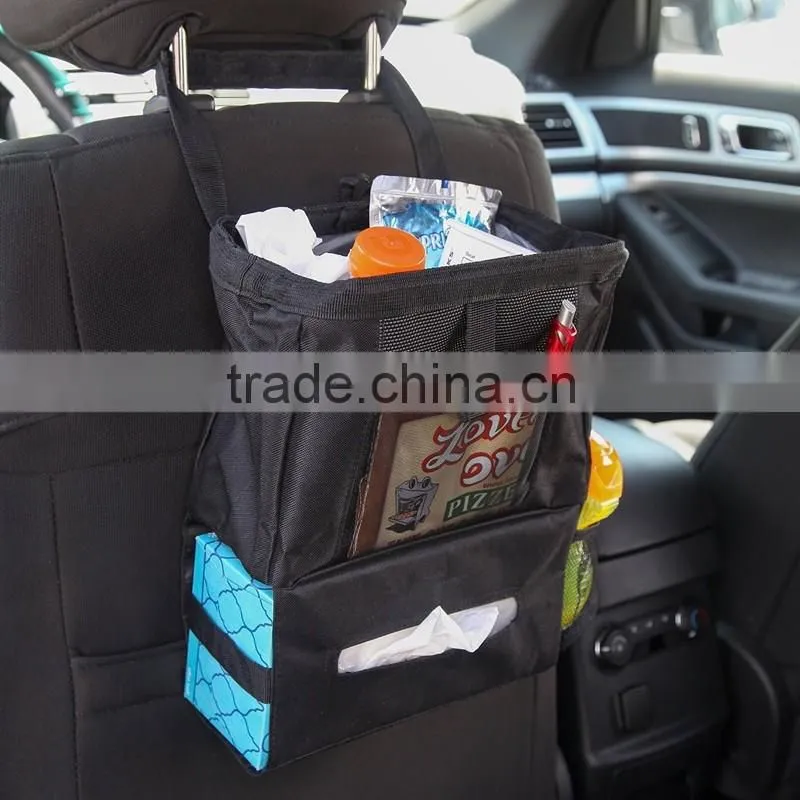 3 in one car trash bag with tissue holder bag