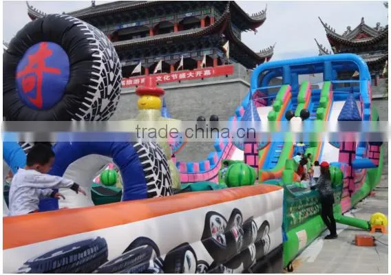 2016 wholesale commercial Mickey beautiful style PVC 25M*8M*7M large size inflatable Castle with obstacle slide combos