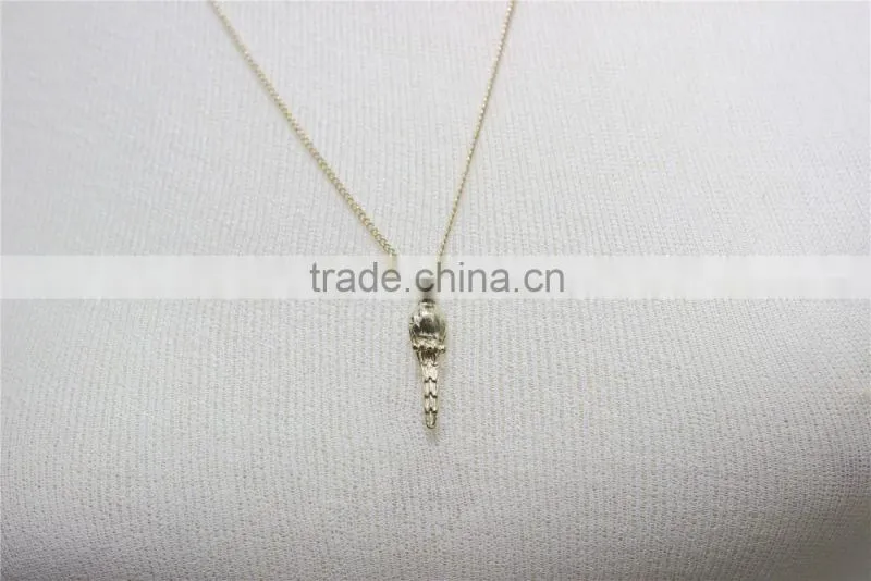 Gold Chain Layered Necklace w/Blue & Tan Bead Gold Leaf & Bird Metal Necklace 2016 Fashion Style Wholesale