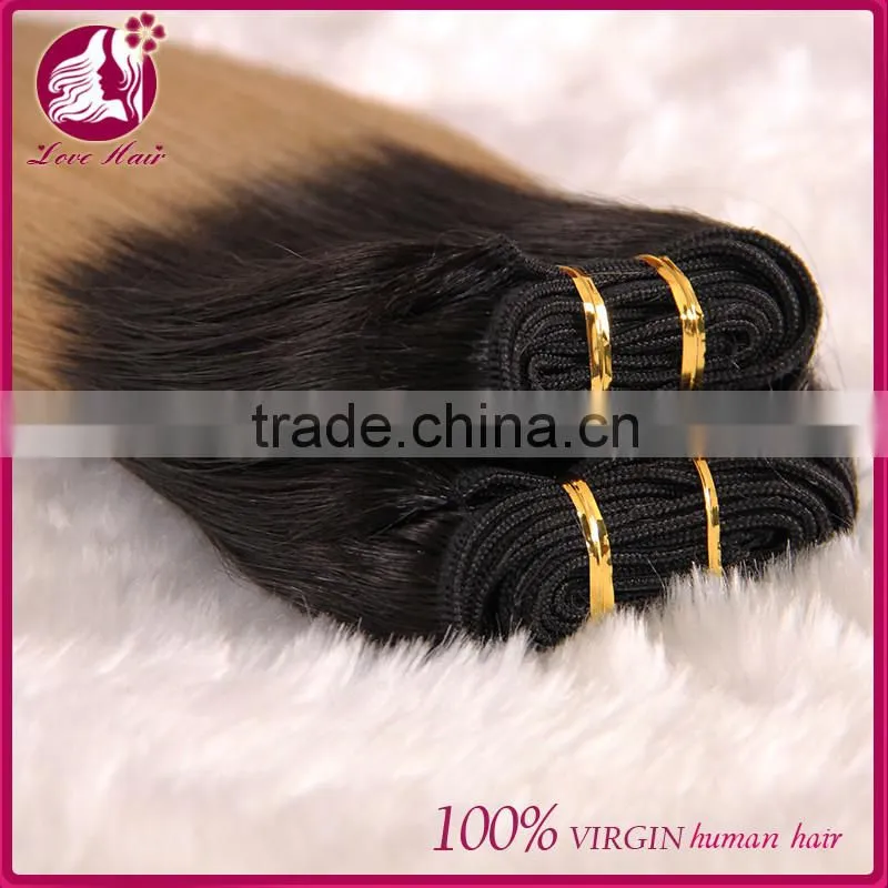 Best selling 12 14 16 18 virgin indian hair weaving colored two tone hair weave for black women