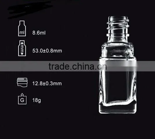 1/2OZ glass Nail Polish Refillable glass Bottles with cap and Brusher factory