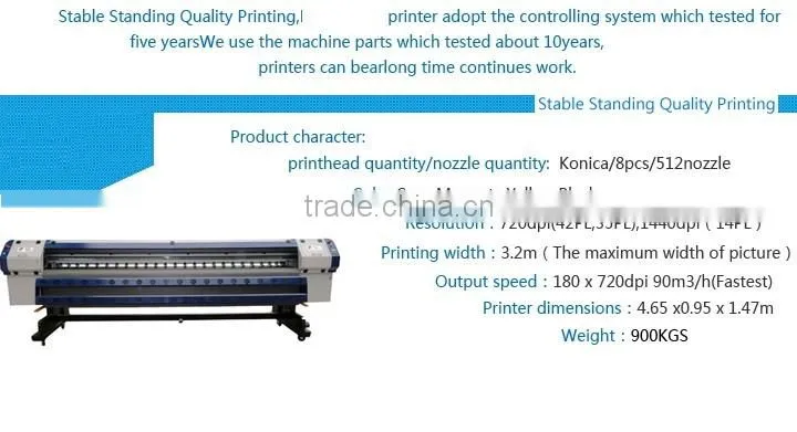 China Factory Supply 3.2meter Konica head Solvent printer with KM/512/42PL/14PL
