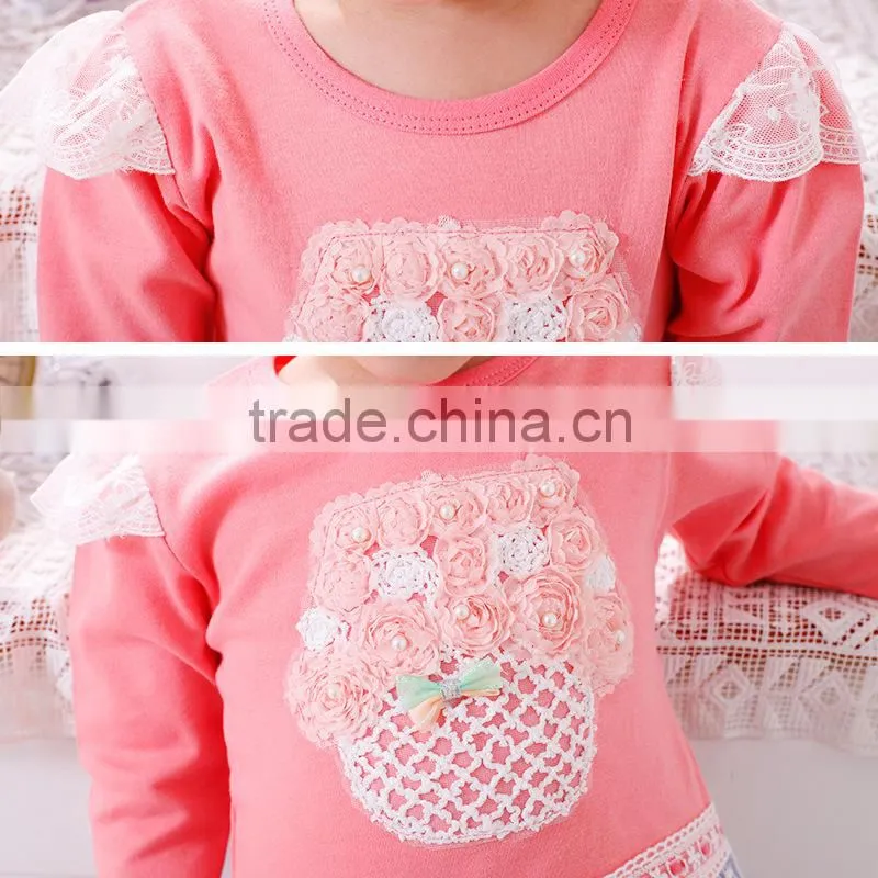 baby girls fall suit long sleeve new design with appliqued