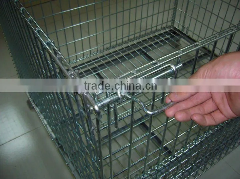Wire mesh container with wheels for auto components