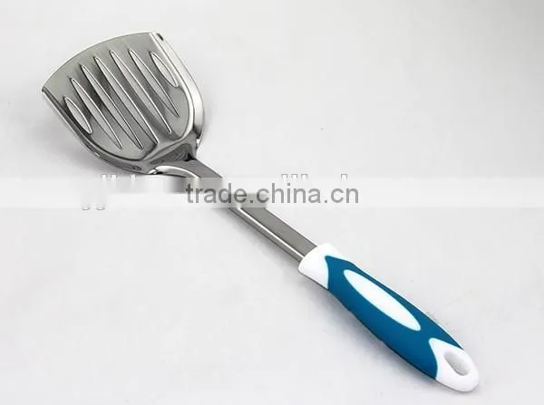 PP+TPR material handle type cooking tool stainless steel frying turner with gear edge