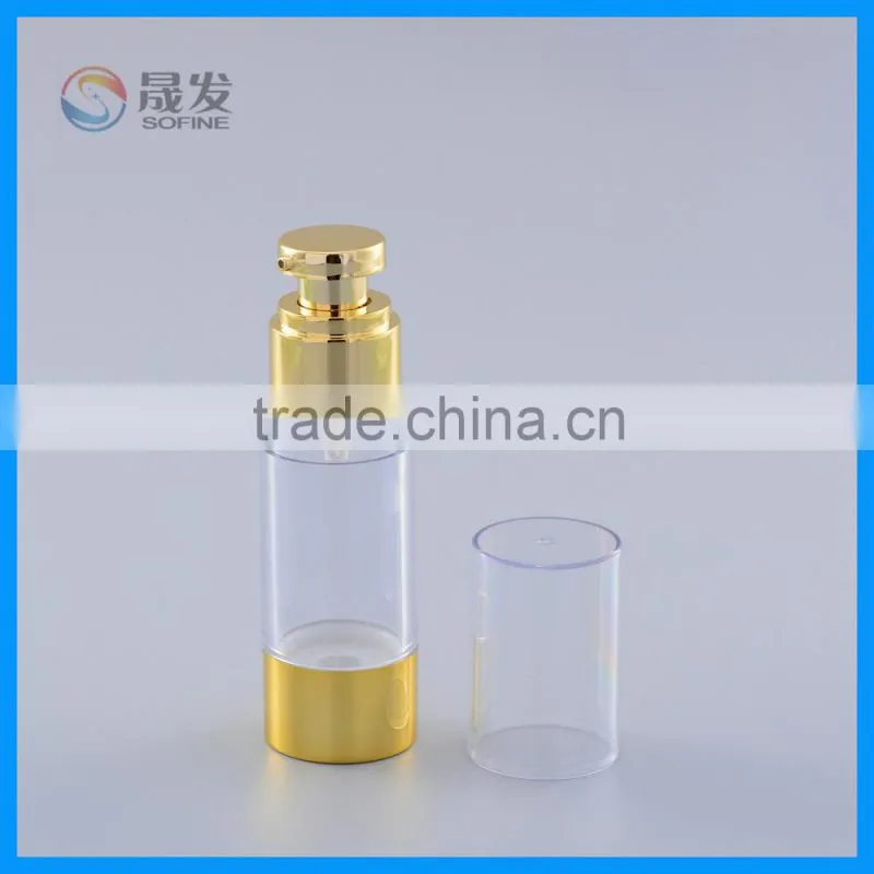 Clear cosmetic airless pump bottle