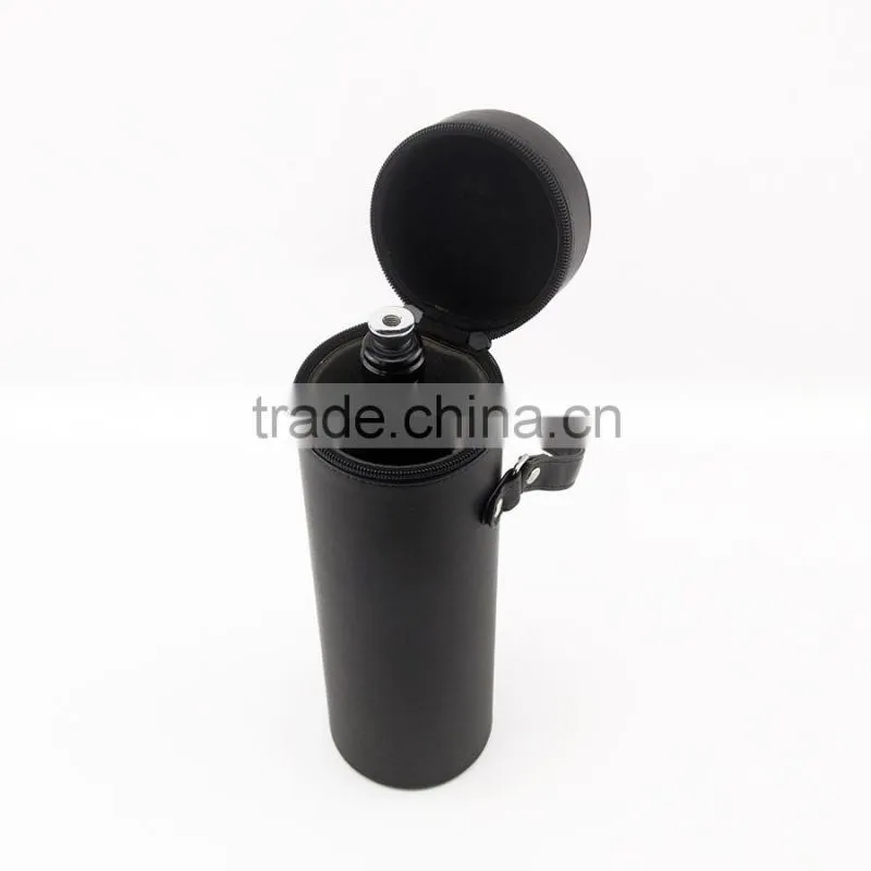 PU leather wine bag with belt and lid