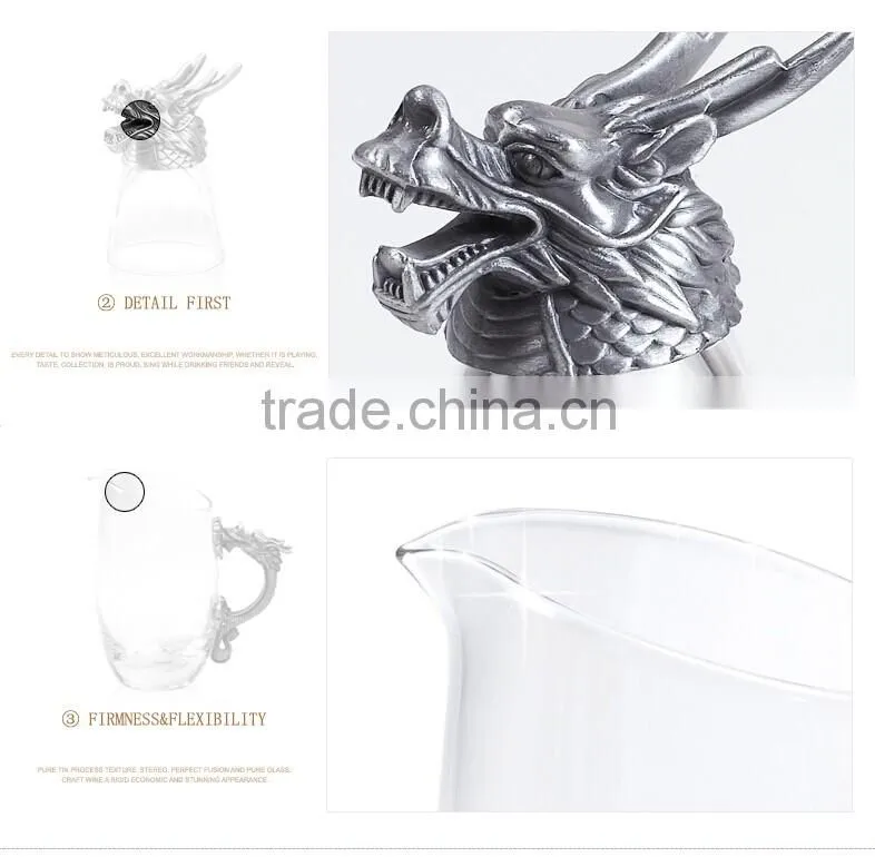 RORO New for 2015 goat year unique craft liquor glass pewter design shot glass set