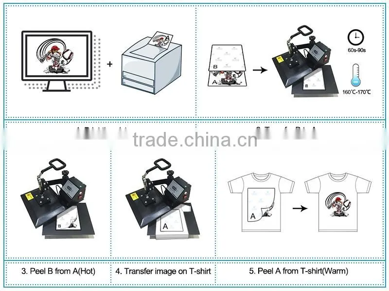 Yesion A3 Dark T-shirt No Cut Laser Transfer Paper/ Self Weeding Transfer Paper For OKI Printer