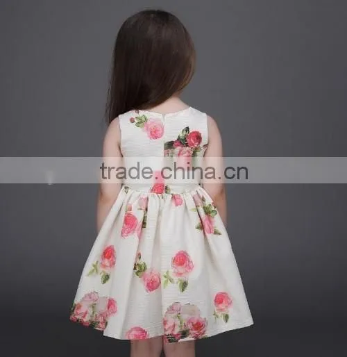 2016 Europe market baby dress up games flowers dress summer latest baby girls backless dress