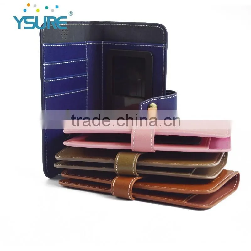 2016 New Products Colorful Style PU Leather Wallet Cases for Universal Mobile phone with many Card Slots