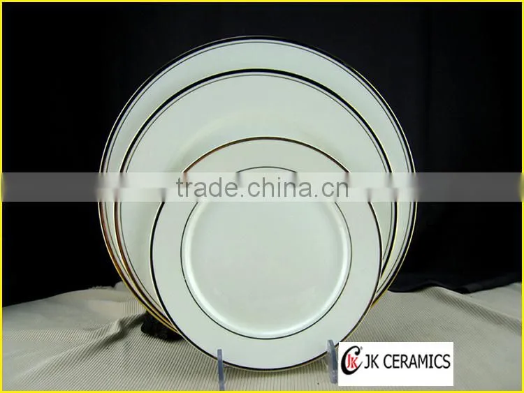 Wholesale Gold Rim Bone China Dinnerware set, White Dinnerware set