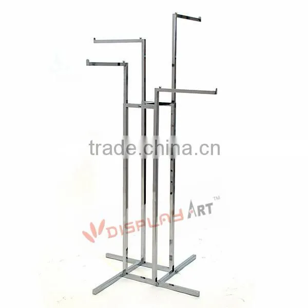 4-Way Clothing Rack with 16" Straight Arms, Height Adjustable - Chrome