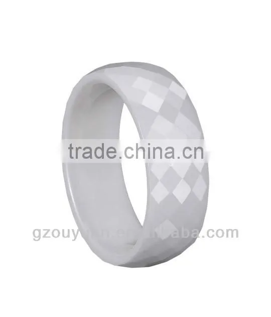 New Faceted White Ceramic Ring, Women's White Ceramic Ring, Ladies' Ceramic Ring