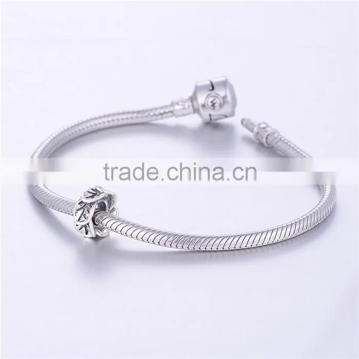 Custom 925 Silver Bead DIY Sterling Silver Charm Wholesale gracefully slidable silver Bead Fit for Woman Bracelet T046