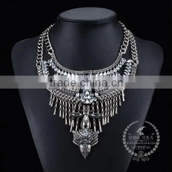 high quality vintage colorful rhinestone chunky statement necklace tin alloy fashion women pendant necklace 6390064