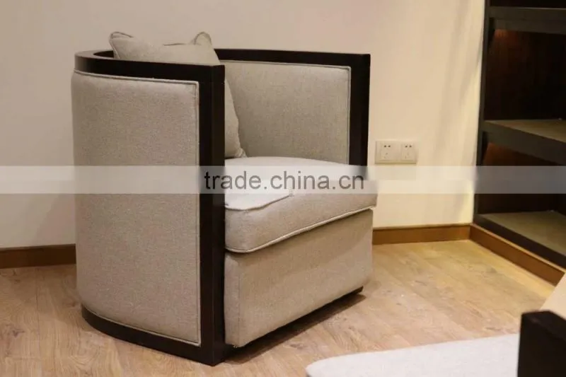 wooden frame upholstered sitting tub sofa chair