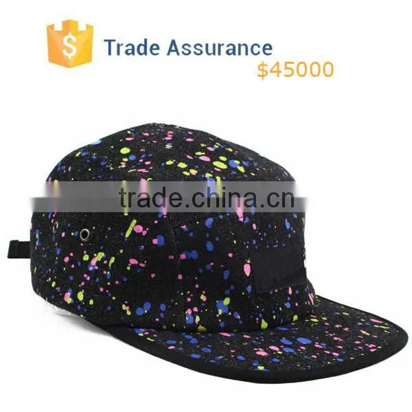 Splatter 5 Panel Cap Hat Custom 5 Panel Hat Fashion Printed 5 Panel Hat