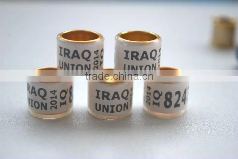 Gold Aluinium Coated Transparent Plastic 10mm Pigeon bands legs