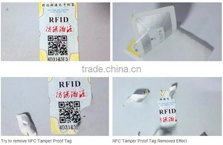RFID Tamper proof Fragile Seal Sticker for Cosmetic Anti Counterfeit Logistic Inventory