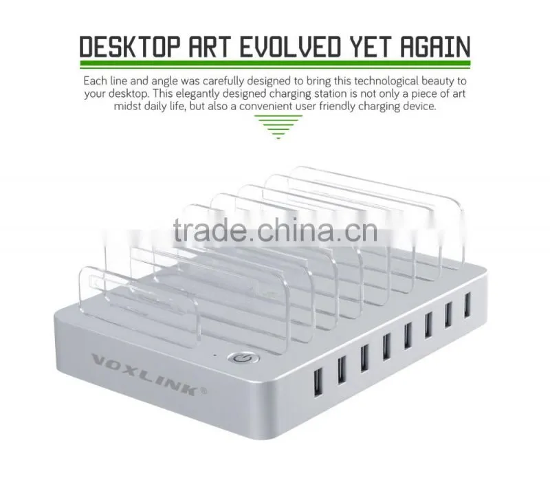 New 8 Ports Charging Station 8*2.4A USB Charger with Stand and Switch Docking Station for Mobile Phones and Tablet PC white EU