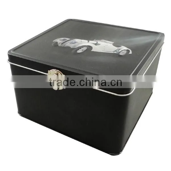 hot biscuit square chocolate tin box with lock