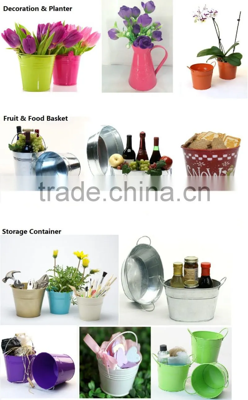 OEM service mini metal set of 3 buckets eco-friendly garden decoration metal small flower pots