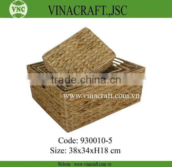 Rectangular Bamboo Water hyacinth Storage Basket in natural