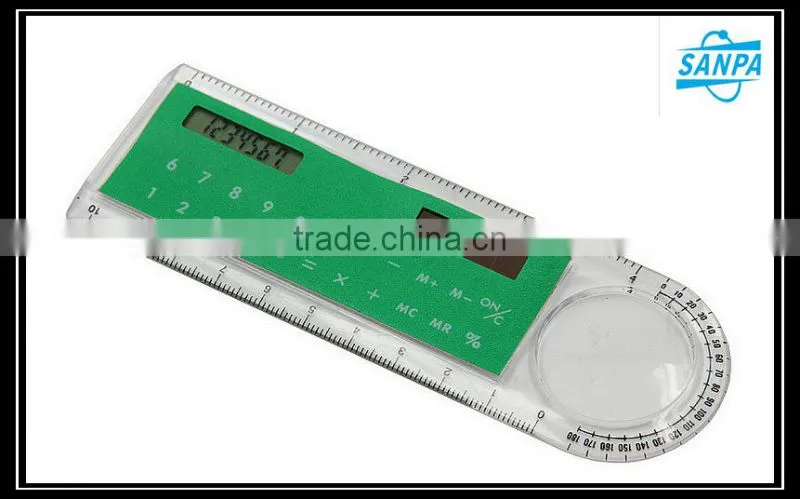 Multifunctional 10cm Plastic Ruler/Solar Calculater/Magnifying Gass