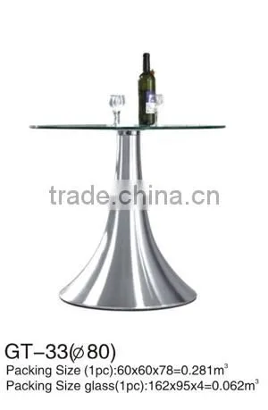 tempered glass top brushed steel horn base cocktail table bar table LQ- GT33