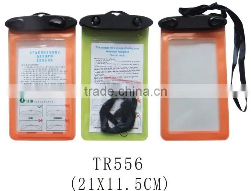 Sports PVC sealed waterproof cell phone bag with removable lanyard