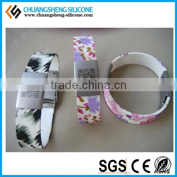 Hot selling silicone emergency alert qr code id bracelet with factory price