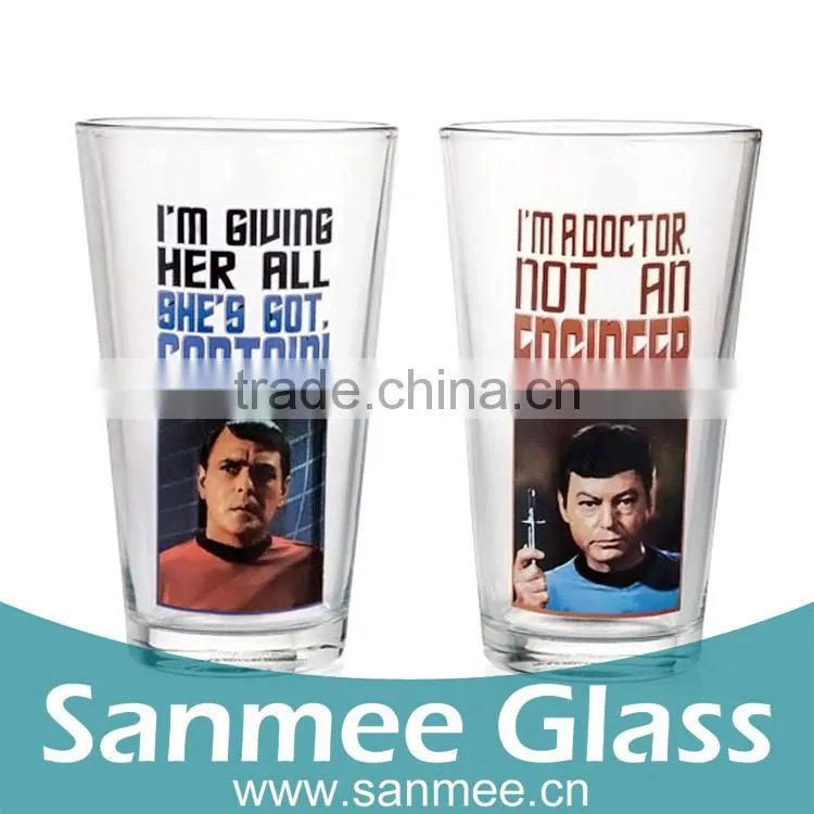 Wholesale Gift Glass Set Logo Decal Star Trek Pint Glasses
