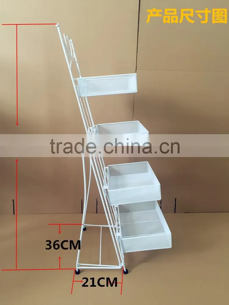 2016 wholesale pop-up white metal cosmetic display shelf