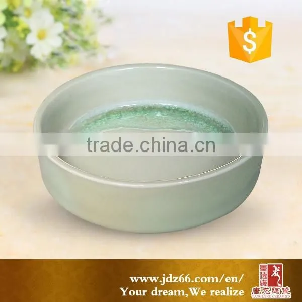 Round type emerald green ceramic flower pot for artificial flowers