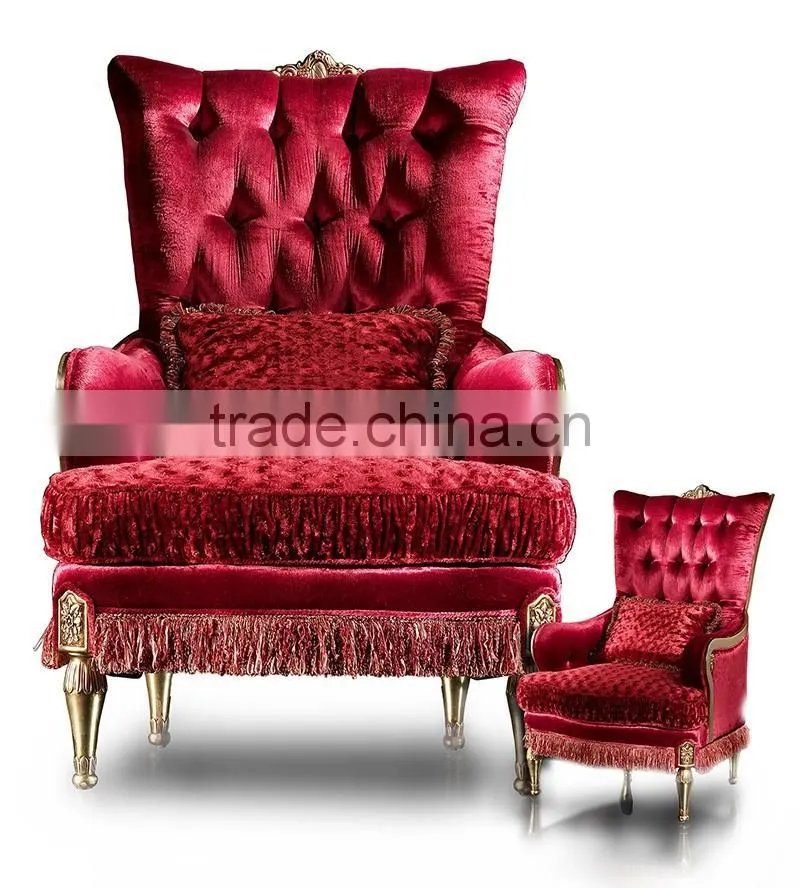 Luxurious Royal Solid Wood King Chair with Wheels, Imperial Carved Wooden Throne Armchair with Golden Tassel BF12-04264c