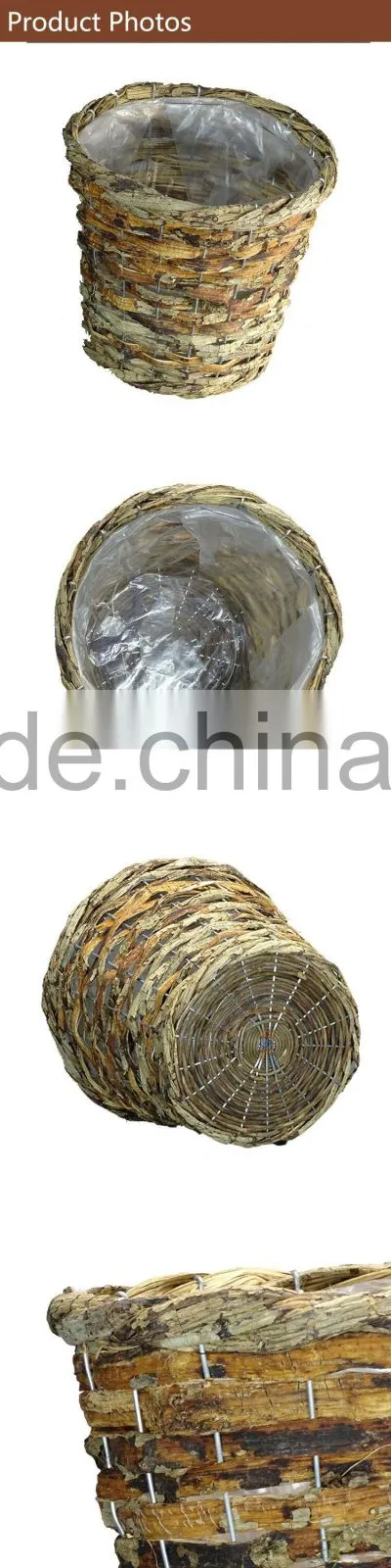 Eco-Friendly Rattan Round Shape Garden Planter Flower Pots