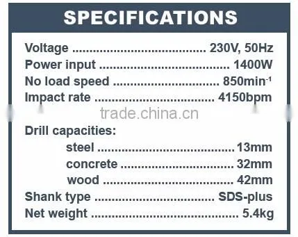 JRH1432 1400W 32mm Electric rotary hammer