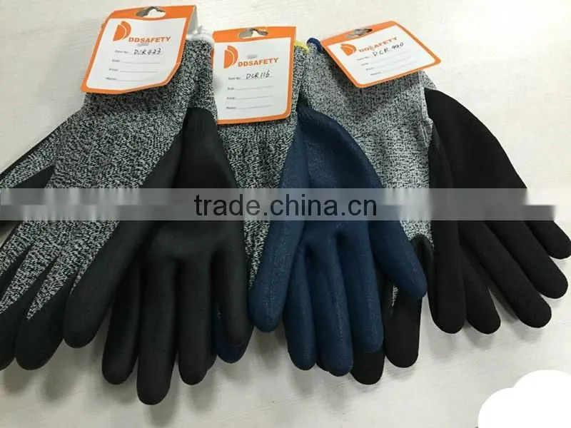 DDSAFETY Cut Resistant Gray Nitrile Palm Coated Safety Gloves