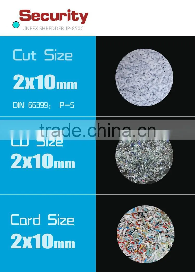 JP-850C Micro Cut paper shredder machine cut size 2*10mm 17 sheets capacity