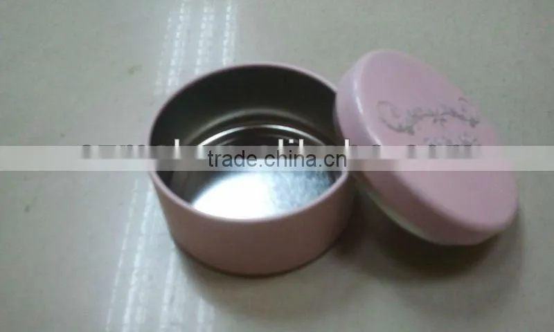 Round Metal Cosmetic Tin Container, Seamless Candle tin with dembossing inside lid