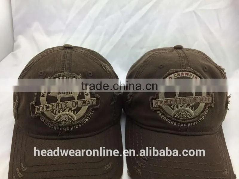 Custom Washed Distressed Leisure Baseball Caps with Embroidery Patch