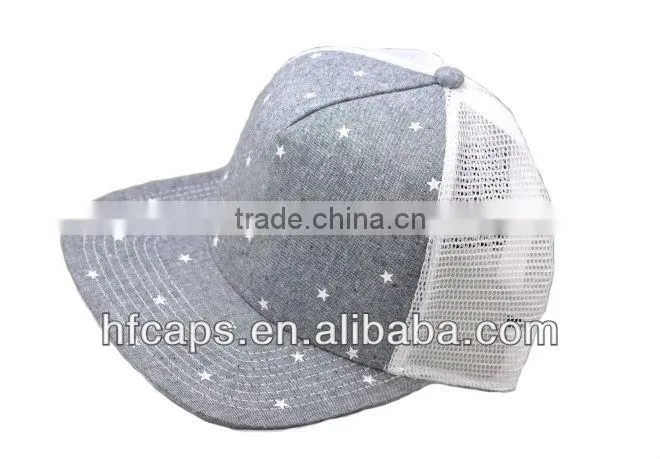 2013 trendy 5 panels custom design plain flat bill snapback trucker mesh caps and hats